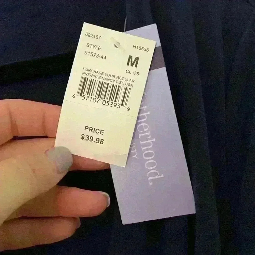 Motherhood Maternity Navy Blue Tie Front Nursing Top - Picture 3 of 6